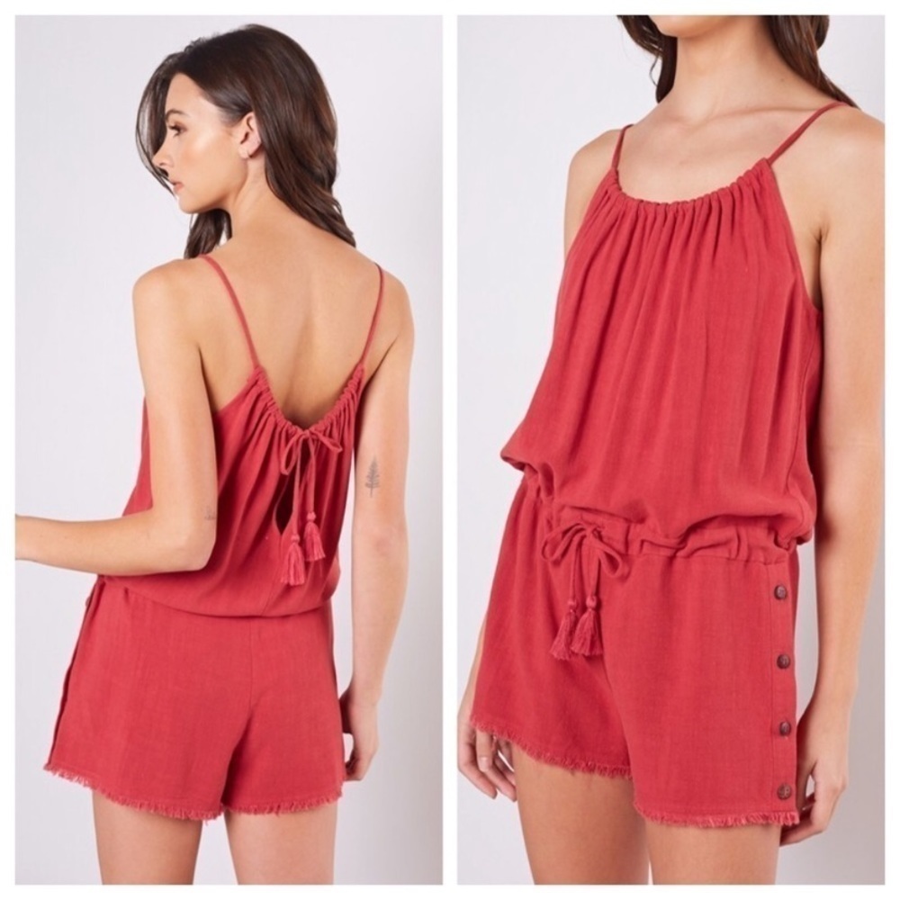 Berry Tie Cami Romper